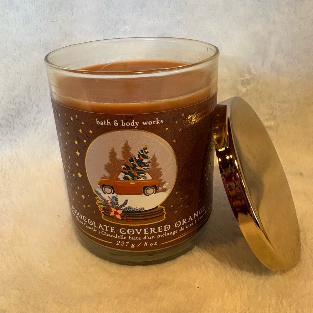 Bath & Body Works Chocolate Covered Orange Candle - Brown and Gold